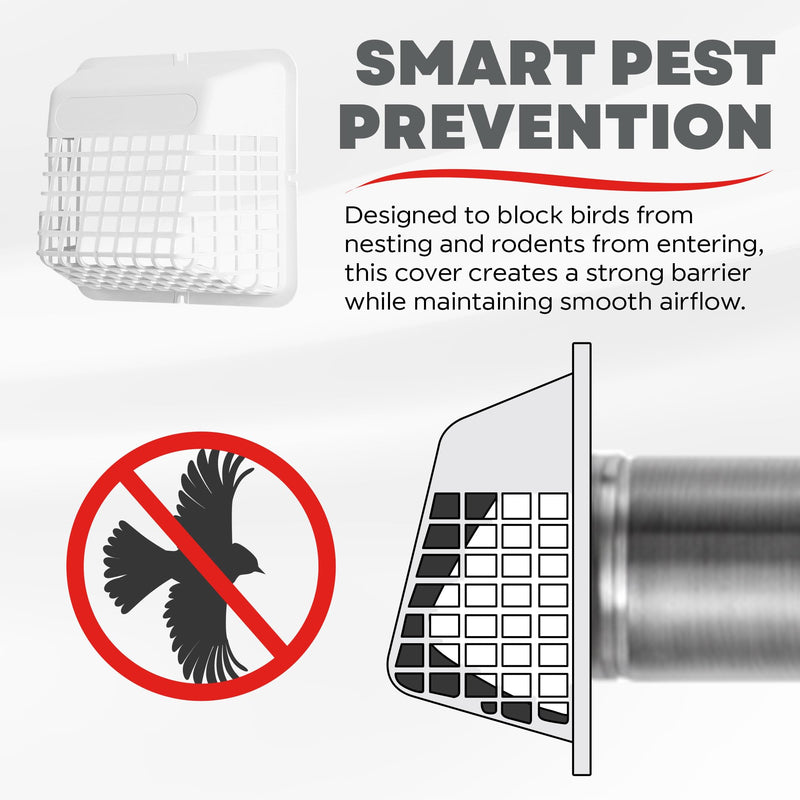 Deflecto DEFUBGWL Universal Bird Guard, Fits 3" to 4" Vents, White (UBGWL) White (UBGWL)