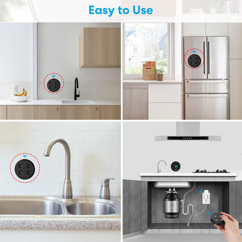 Garbage Disposal Wireless Switch Kit, Remote Control Outlet with Timer Switch, Sink Top Waste Disposal On/Off Switch Button for Insinkerator, Waste King Waste Food Disposer, 16A/1800W, Black