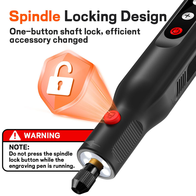 Cordless Rotary Tool Kit 20000RPM, 5-Speed Rechargeable Engraving Pen for Metal, Wood, Glass and Plastic, Power Rotary Tools with 113 Accessories & LED Light, Electric Carving Pen for DIY