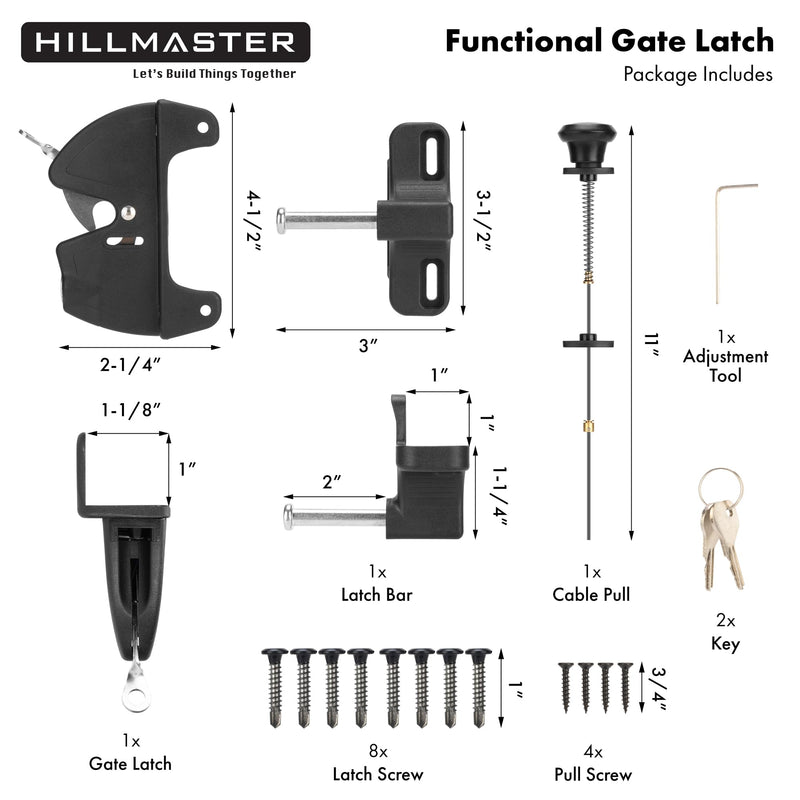 Key Lockable Two-Sided Gate Latch for Outdoor Fence, Operates 2 Side of The Gate for Square Frame Post, Rustproof Fence Latch Gate Lock for Metal, Wood, Vinyl Fence Gates,Gate Hardware,Black Finish