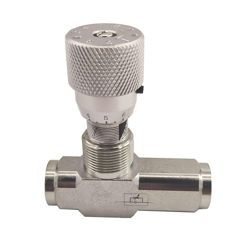 1/2" NPT Straight Flow Control Needle Valve for Hydraulic System, Heavy-Duty Carbon Steel Pressure Connection Fittings with Adjustable Variable Knob 4 inches width x 4 inches length x 2 inches height