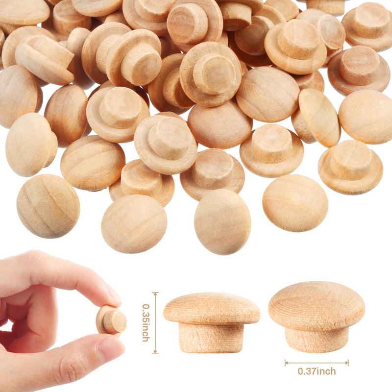 200 Pieces Wood Plugs Screw Hole Plugs Button Screw Plug Wooden Button Plugs Hole Plugs Mushroom Wood Caps Wood Screw Covers Wooden Screw Plugs Hardwood Hole Plugs for Locking Hole(3/8 Inch) 3/8 Inch 200