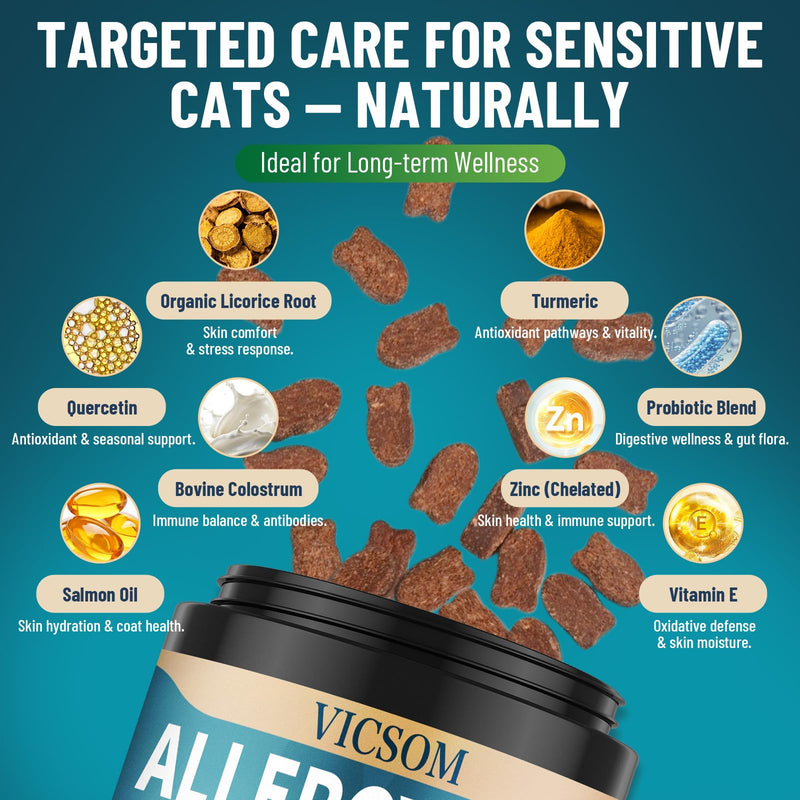 Cat Lysine & Skin Support Bundle, Liquid Lysine for Cats & Natural Soft Chews, Immune, Respiratory & Skin Wellness, Chicken Flavor, 60 ml Drops + 200 Chews