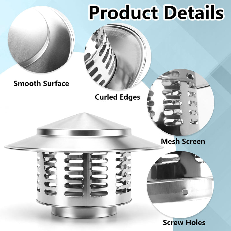 Stainless Steel Chimney Caps Cover for Outside (3 in, Silvery) 3 inch
