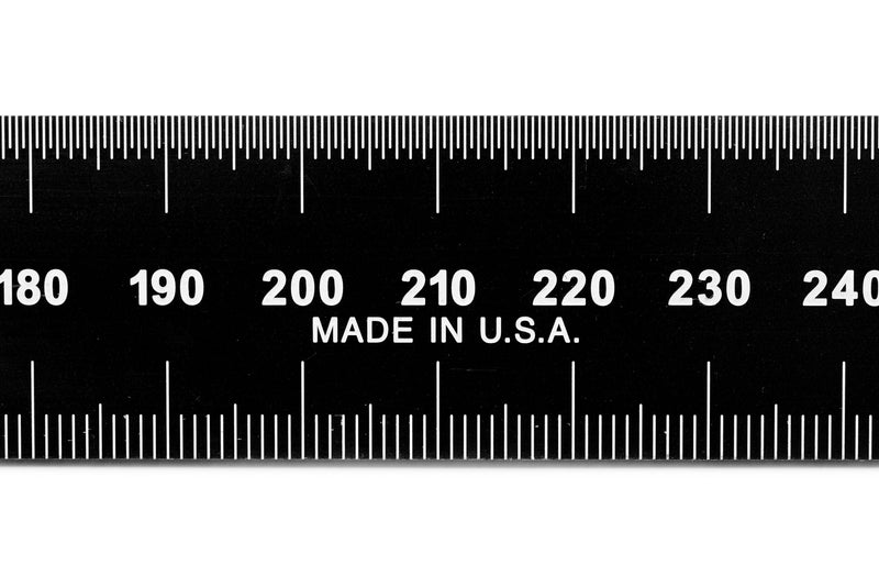 PEC Tools 300mm Rigid Ruler, Metric (mm, 0.5mm, mm, 0.5mm) | 752-300EZ, Made in US, Stainless Steel, Black Chrome
