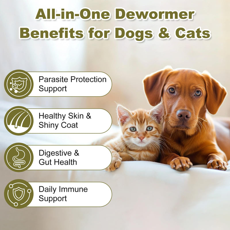 Dewormer for Small Dogs and Cats(2–25 lbs), 10 Dewormer Chewable Tablets with Praziquantel, Pyrantel Pamoate & Febantel, Broad Spectrum Wormer for Tapeworm, Roundworm & Hookworm