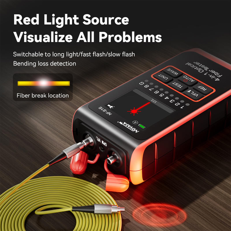 6 in 1 Optical Network Cable Tester, OPM with 10 Wavelengths | VFL, Port Flash, Cable Continuity, Remote Testing, Multifunctional Rechargeable Network Tool