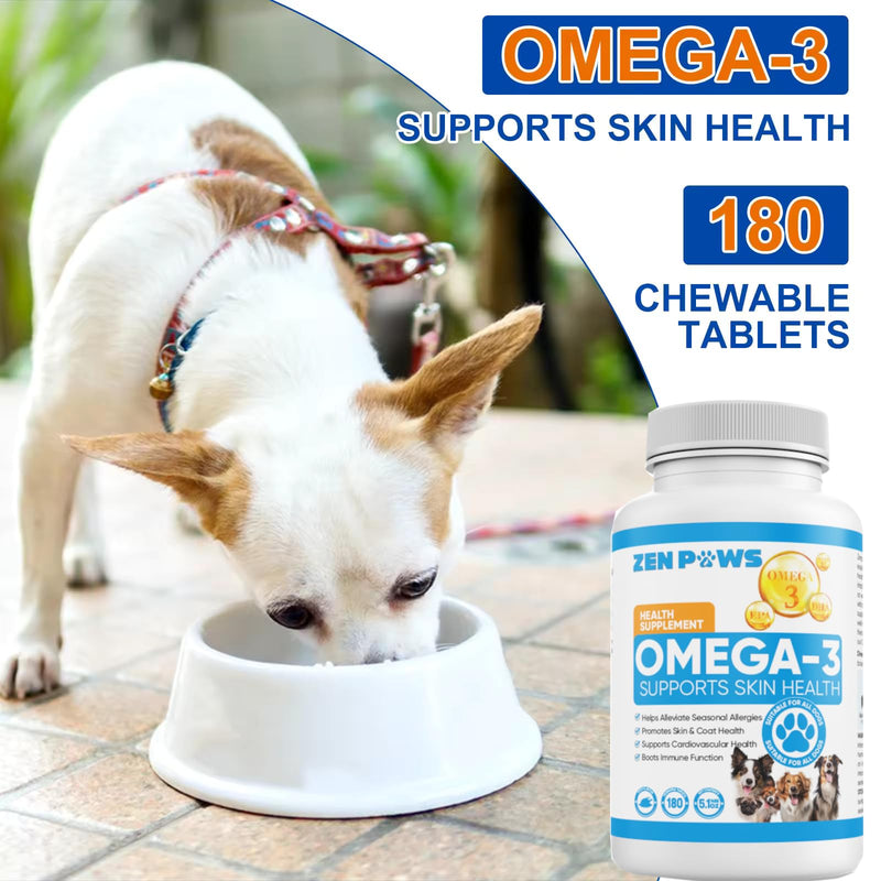 Omega 3 Fish Oil for Dogs - 180 Count Tablet Treats – Helps Shedding, Skin Allergy, Itch and Dry Skin Relief, Hot Spots - Joint Health - Skin and Coat Supplement - Salmon Oil - Duck Flavor - PawsPlanet Australia