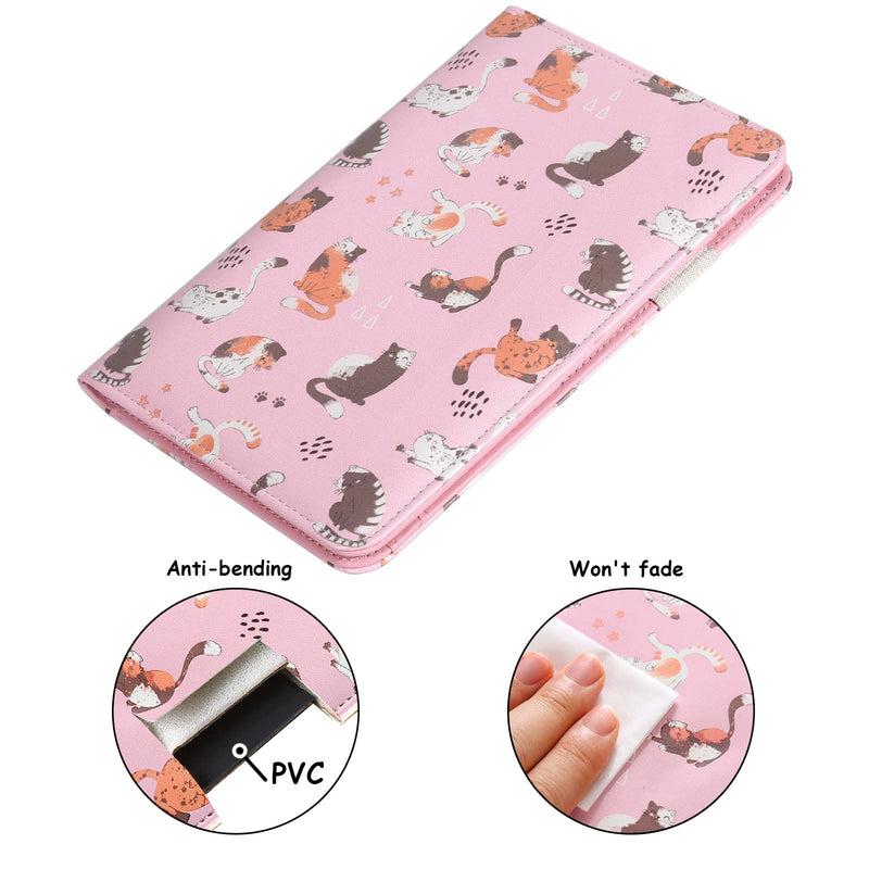 Server Book, Waitress Book, Server Books for Waitress/Waiter with Zipper Pocket Waitress Book Organizer Checkbook Cute Cat Cover 8x5 Inch Pink Cat