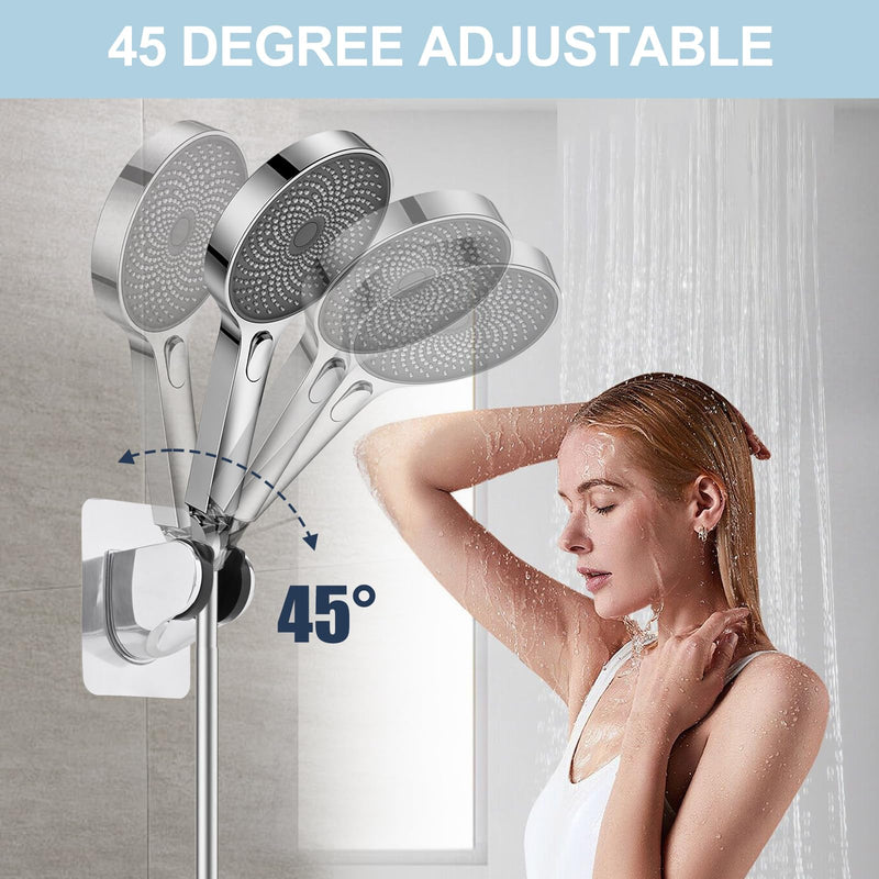 Shower Head Holder, Strong Adhesive and Waterproof Shower Head Holder Wall Mount, Adjustable Handheld Shower Head Holder, No Drilling and Use Conveniently