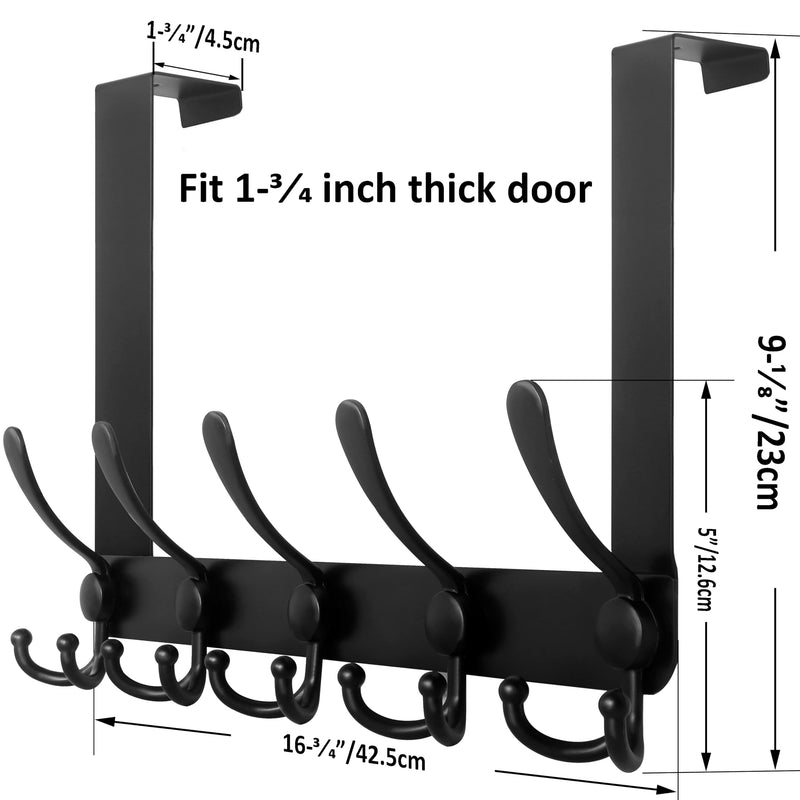 WEBI Over The Door Hooks,Over The Door Towel Rack,Door Hooks for Hanging,Door Coat Hanger Over Door Coat Rack for Towels,Clothes,Bathroom,Black 1 Black