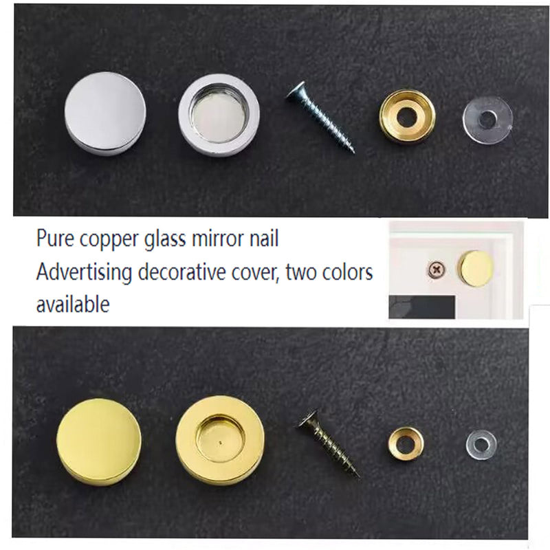 Thickened Pure Copper Mirror Screw, Decorative Cover Cap Nail, Glass Advertisement Screw, Polishing Silver 25mm - (8 Pcs)