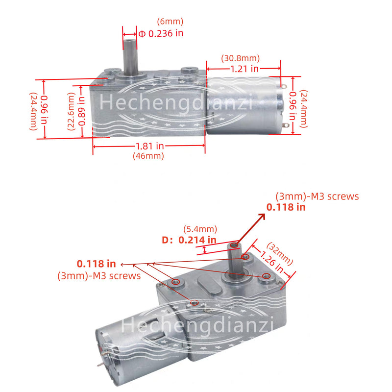 DC 12V High Torque Turbo Worm Electric Geared Motor Reduction Speed Reversible JGY-370 ﻿ (12V 66RPM) 12V 66RPM
