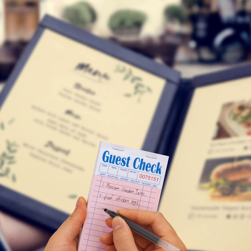 Guest Check Pads EP-3632-1 (10 Pads), Total 500 Pink Waitress Notepad, Server Order Pads 10 Pack--Pink