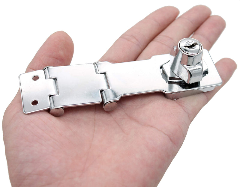 WANLIAN Heavy Duty Concealed Safety Hasp Lock, 2PCS Double Hinge Keyed, Flexible Link, Stainless Steel & Zinc Alloy, Indoor & Outdoor Use