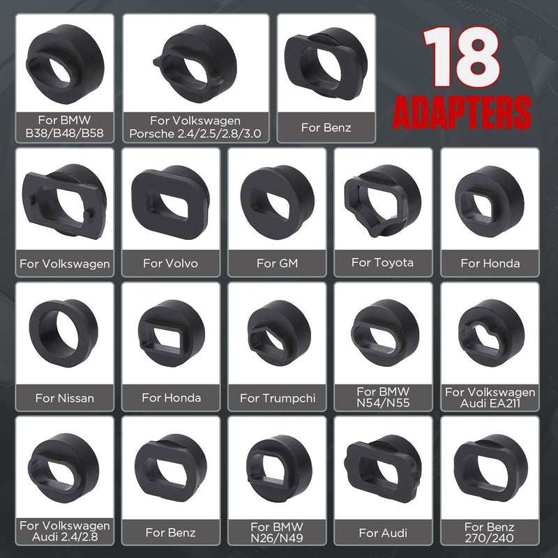 18-Piece Walnut Blasting Adapter Set for HTS558, Automotive Carbon Cleaning Tool Sand Blaster Attachments
