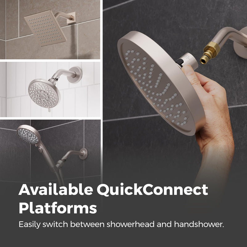 Pfister Universal Shower Head with QuickConnect Adapter, Single-Function, Round, 1.75 GPM, Spot Defense Matte Black Finish, 015WS2UT02QSDB