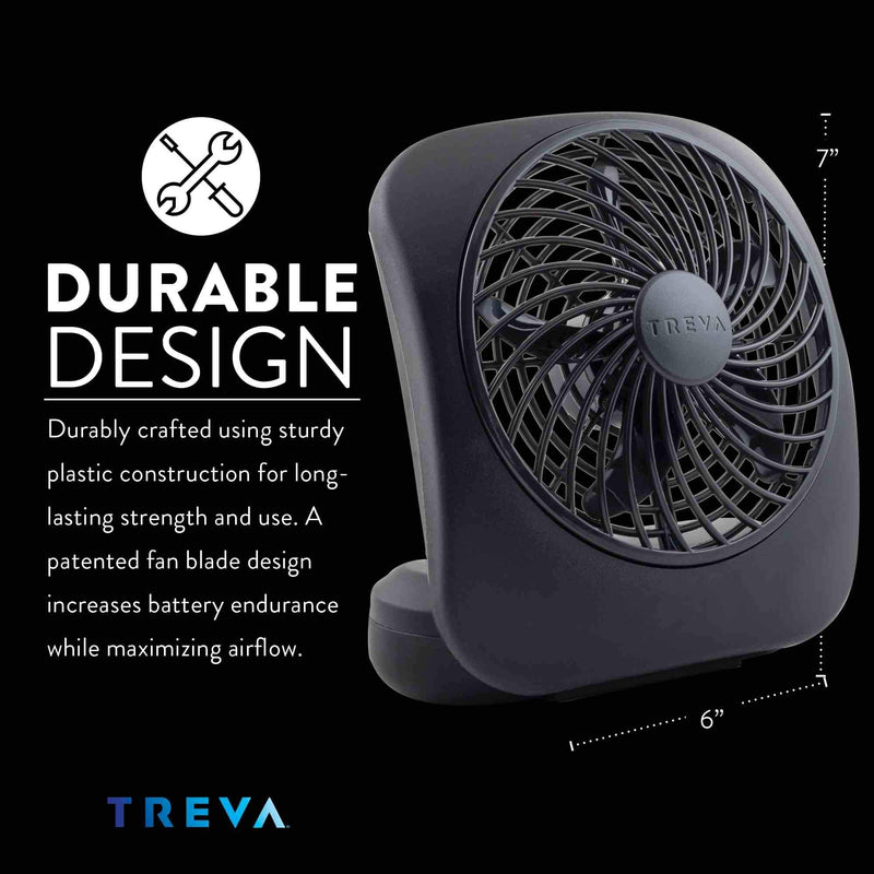 Treva 5 Inch Battery Powered Fan Portable Desk Fan 2 Cooling Speeds with Compact Folding & Tilt Design Cubicle Accessories Small Portable 2 Pack (Black) Black 2 Units