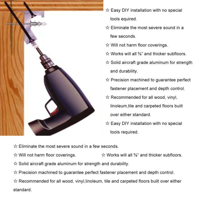 Relief Wood Floor Repair Kit Can be Safely Used on Any 5/8 inch or Thicker subfloor(Black,12 Pcs) Black 12
