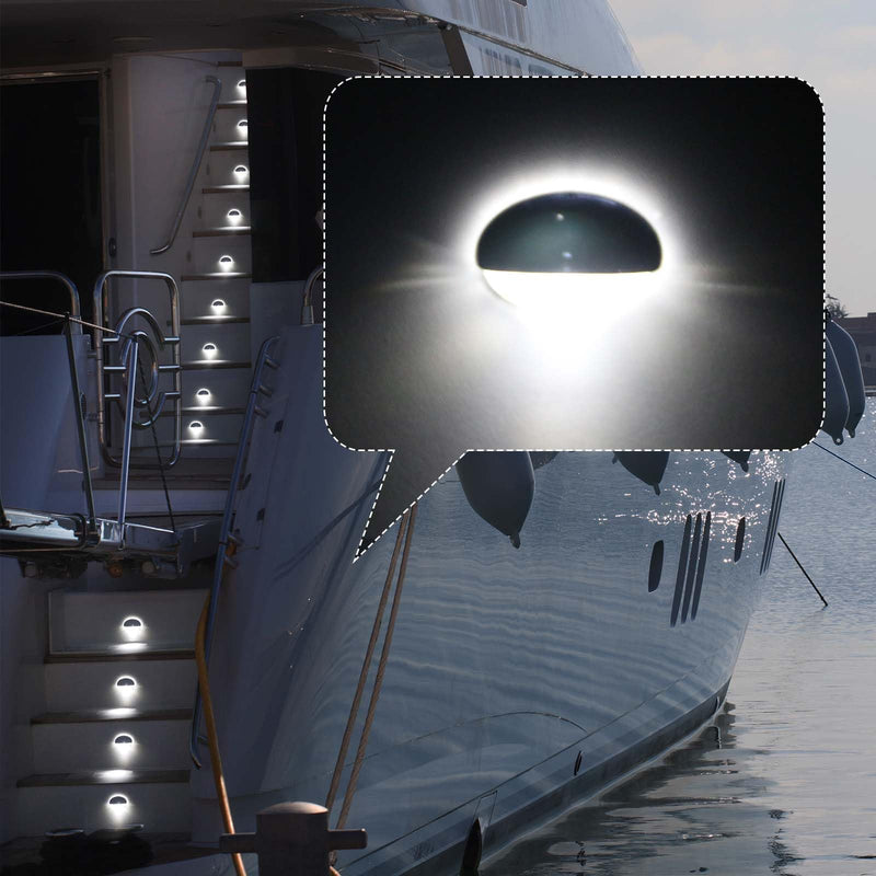 4PCS Interior Boat Lights,Courtesy,Stair Lights,LED Waterproof Flush Mounted,for Yacht, RV,Pontoon Boat Interior, Exterior,Deck,Cockpit 12V DC (Daylight White)