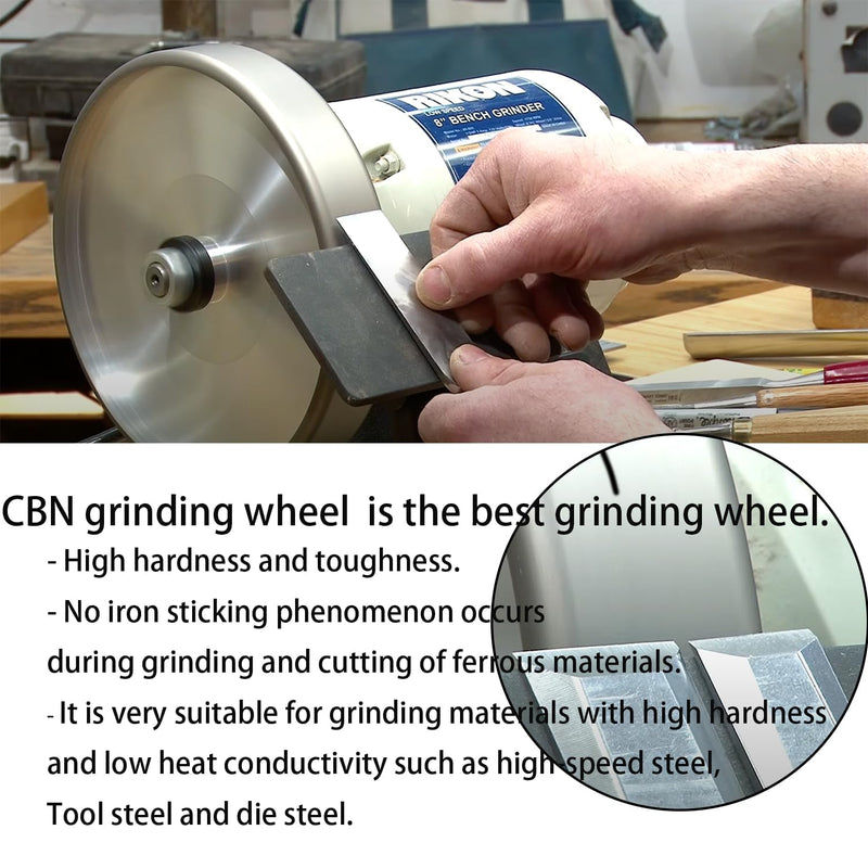 CBN Grinding Wheel with 6 inch, Plastic Body,Adjustable Bore,1'' Wide, Suitable for high-Speed Steel,for All Kinds of 6 inch Bench Grinders(150 Grit) 150 Grit