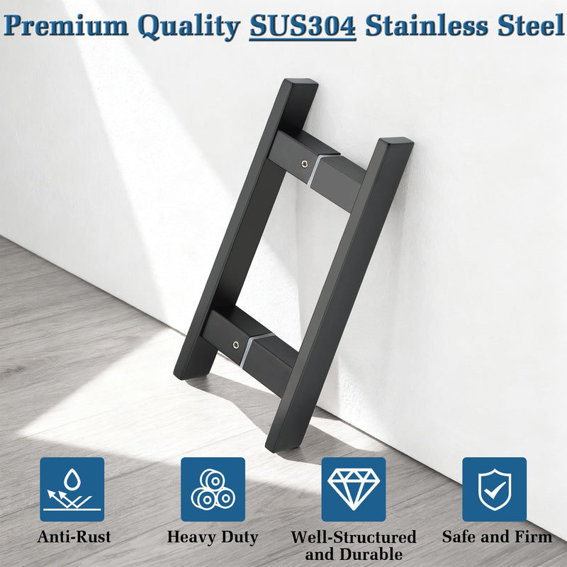 Alise 6" Shower Door Handle,Sliding Door Handles,Push Pull Glass Door Handle, Square Back to Back Shower Doors Handle, SUS304 Stainless Steel Shower Doors Hardware Replacement,Matte Black 6 Inch