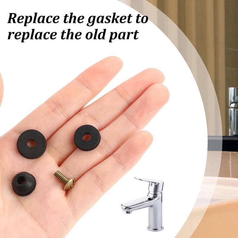 58 Pcs Rubber Washers for Outdoor Faucet Repairing, Assorted Flat and Beveled Faucet Washers Hose Repair Kit with Brass Bib Screws Water Hose Gasket Rings for Garden Faucet Stem Leak Worn Replacement