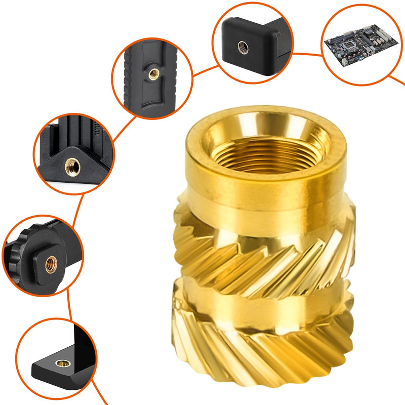 M2 Threaded Inserts, M2 x 3mm x 3.5mm Metric knurled Nuts, 3D Printing Brass Nuts Female Threaded Inserts Brass Heat Set Insert Embedment Nut, 100 PCS
