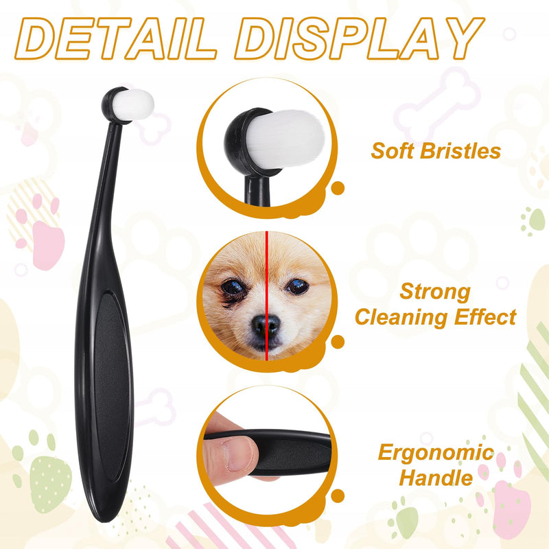 Cat Dog Eye Brush, Soft Washable Fiber Tapered Bristles, Tear Mark Remove Ergonomic Plastic Handle, (Black,6 Pcs), Intended for Dogs/Cats/Small Pet Eye Cleaning Black