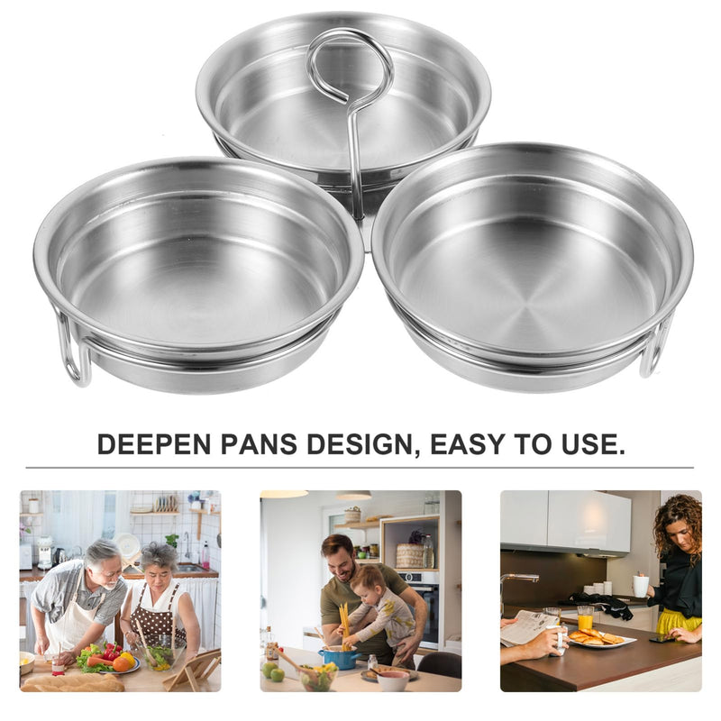 Stainless Steel Egg Poacher Insert Cups Egg Mold for Poached Eggs Ring Mold Deep Pan Design with Handle and Oil Brush 7.28 Inch Kitchen Cookware