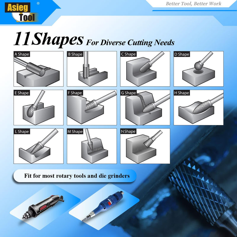 SF-5L6 Tungsten Carbide Burr Rotary File Tree Shape Radius End Shape Double Cut for Die Grinder Drill Bits 1/4'' Inch Diameter of Shank and 1/2'' Inch Diameter of Cutter 1'' Inch Cutter Length SF-5L6