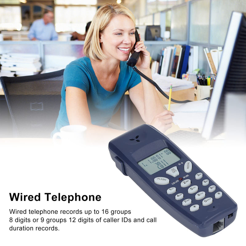 ASHATA Telephone Phone Tester with Connecting Cable, DTMF Caller ID, 16 Bit Display, ID and Times Records, Flash Off 300 600 1000ms, Phone Butt Test Tester Tool