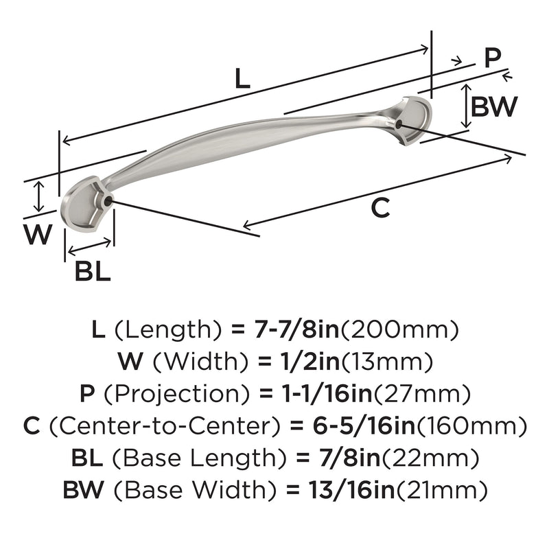 Amerock 10 Pack 6-5/16" Fairfield Satin Nickel Drawer Pull 6-5/16 inch (160mm) Center-to-Center