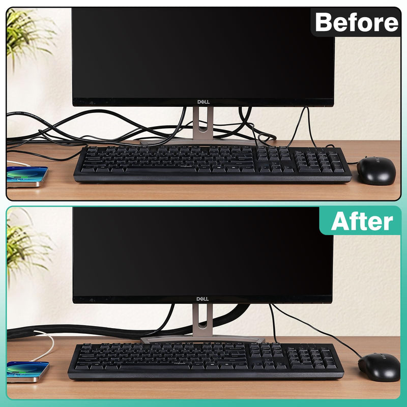 Dog Cat Cord Protector 10ft - 1/2inch, Flexible Cable Sleeve for Easy Cord Management, Protects Cables from Pets Chewing, Ideal for USB, Power, Audio and Video Cords - Black 1/2"-10ft