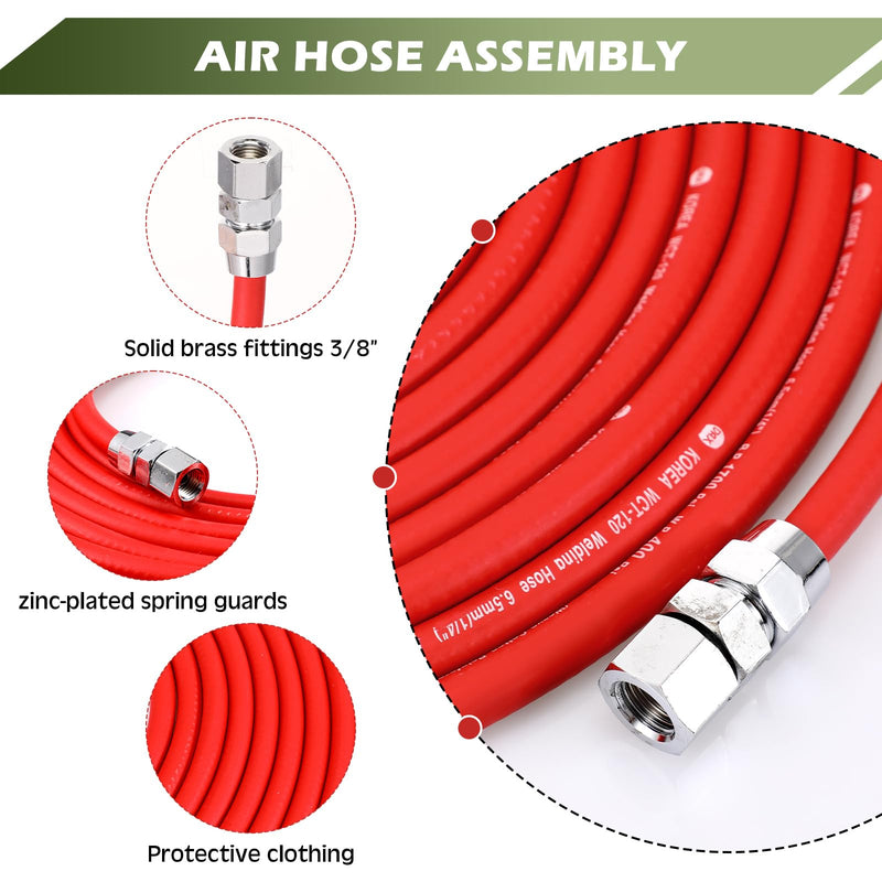 Frienda 2 Pcs 12 ft Air and Fluid Hose Assembly Set with Fittings