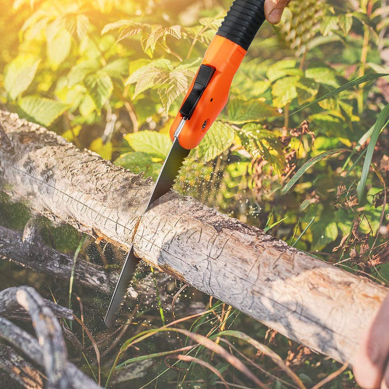 Folding Pruning Saw, Premium Folding Hand Saw with Secure Lock Comfort Soft Grip for Garden or Tree Pruning, Camping, Wood Working(Orange+Black) Orange/Black