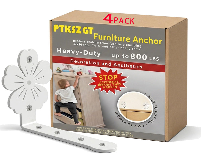 Furniture Anchors for Baby Proofing – Heavy-Duty Wall Anchors to Secure Dresser, Cabinet, Bookcase,Securing 800 lbs Decoration Aesthetic Creative Ideas (4 Pack) 4 PACK