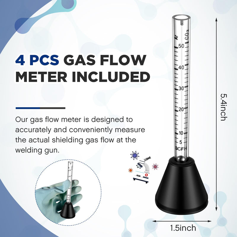 4 Pcs Gas Flow Meter Tester Argon Flow Meter Argon CO2 Flowmeter for Mig Tig Welder Welding Accessories