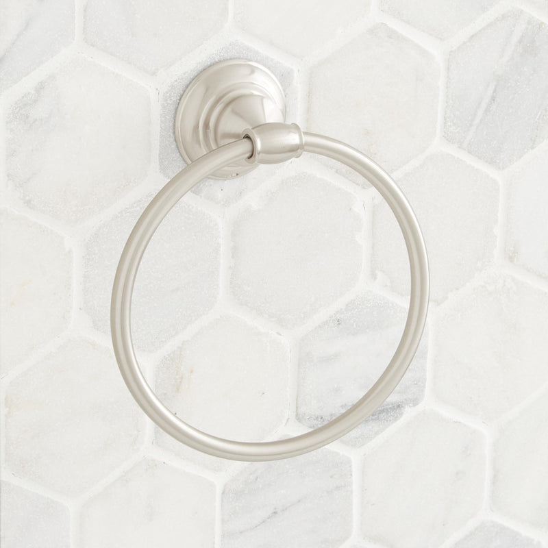 Signature Hardware 948236 Beasley 6-1/2" Wall-Mounted Towel Ring - Aged Brass