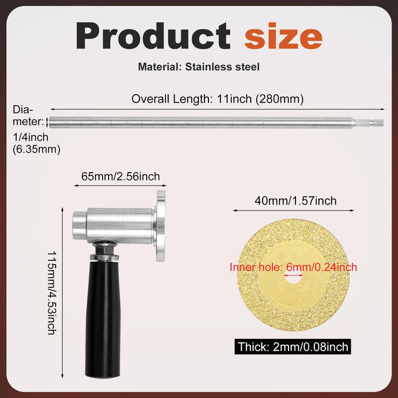 Pipe Inside Cutter for PVC Pipe w/ 1/4" Hex Shank Set + 6PCS Diamond Grit Cutting Wheel Blades, 7 Inch Adjustable Cut Depth Stainless Steel Plumb Tool for 1-1/2“ - 8" Cut 7“ Adjustable Cut Depth Silver Set + 5 Blades