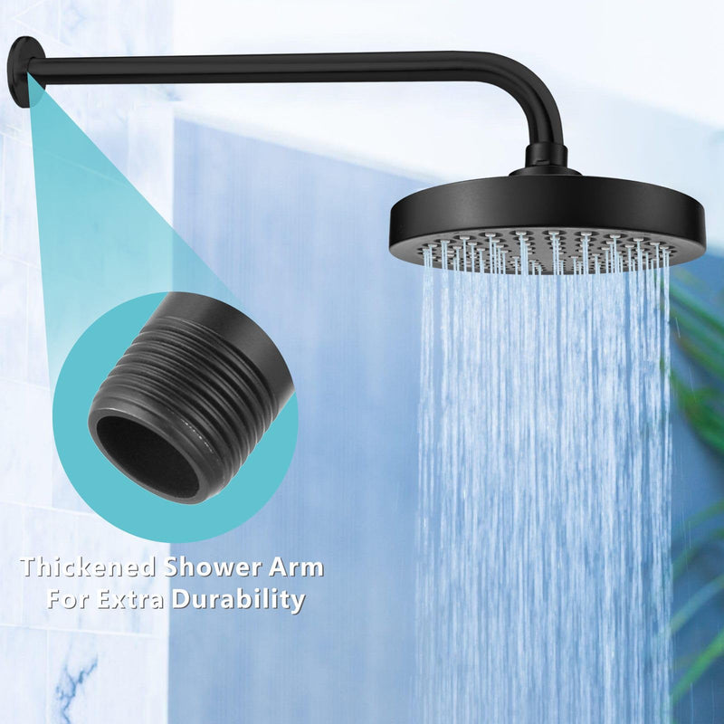 Shower Arm with Flange, 24 Inches Wall Mount Replacement Extension Showerhead Arm For Fixed Shower Head, Matte Black 24 Inch