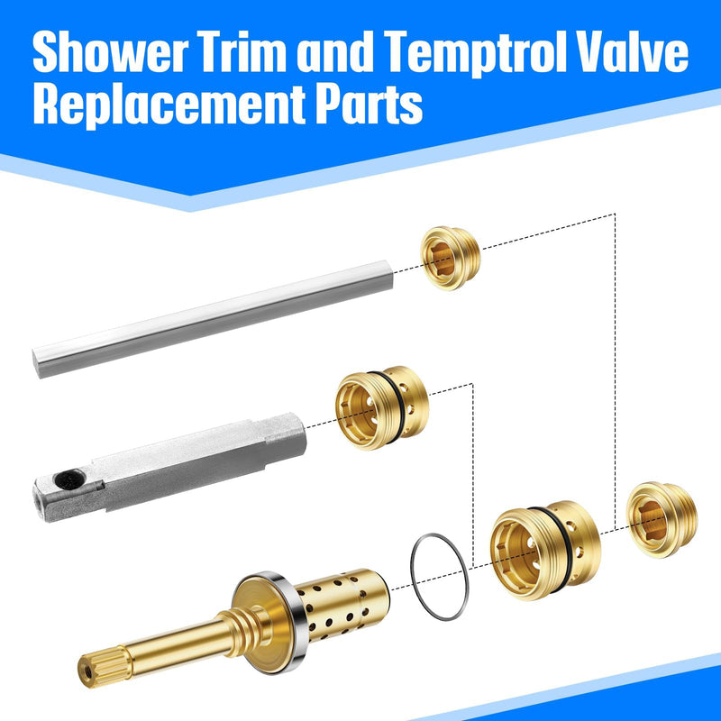 Dreyoo 2 Set Valve Rebuild Kit Replacement Compatible with Symmons Temptrol Valve, TA-10 Spindle Assembly, TA-4 Hot and Cold Seats, T-11 Washer, Fix Tub/Shower Valve Leak, Solid Brass