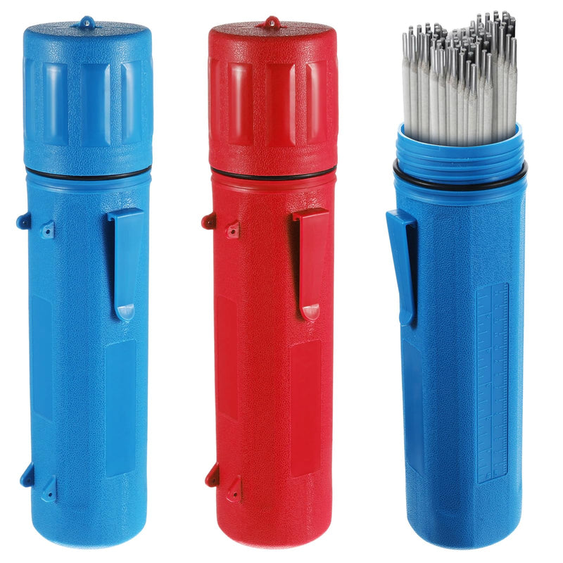 2 Pcs Welding Rod Storage Tube 14 Inch Stick Electrode Storage Container Airproof Waterproof for Welding Rod Canister(Red and Blue)