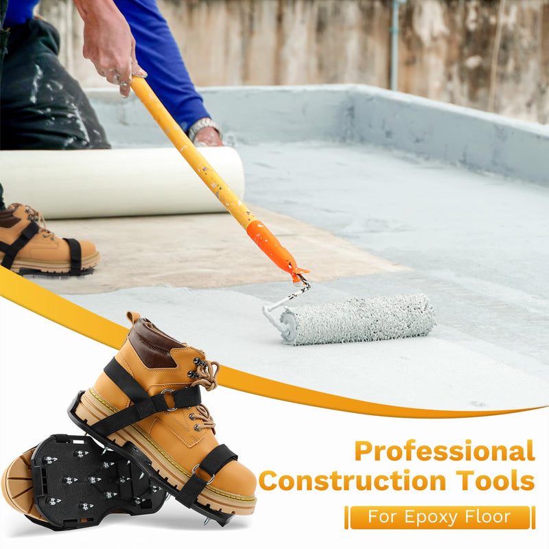 Spike Shoes for Epoxy Flooring Coating (99% Pre-installed) 13 one-Inch Spikes & 2 Velcro Strap (Non-Slip) Sturdy (Supports Up to 200 Pounds) Fits Men's and Women's Shoes in US Sizes 6 to 12