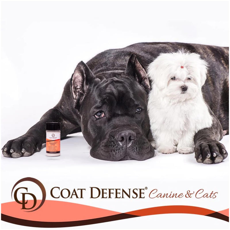 COAT DEFENSE Preventative Powder | Made in USA | 3.5oz Waterless Dog Shampoo & Pet Deodorizer for Smelly Dogs | Provides Anti Itch Relief | Dog Shampoo for Dry Itchy Skin & Dog Shampoo for Smelly Dogs