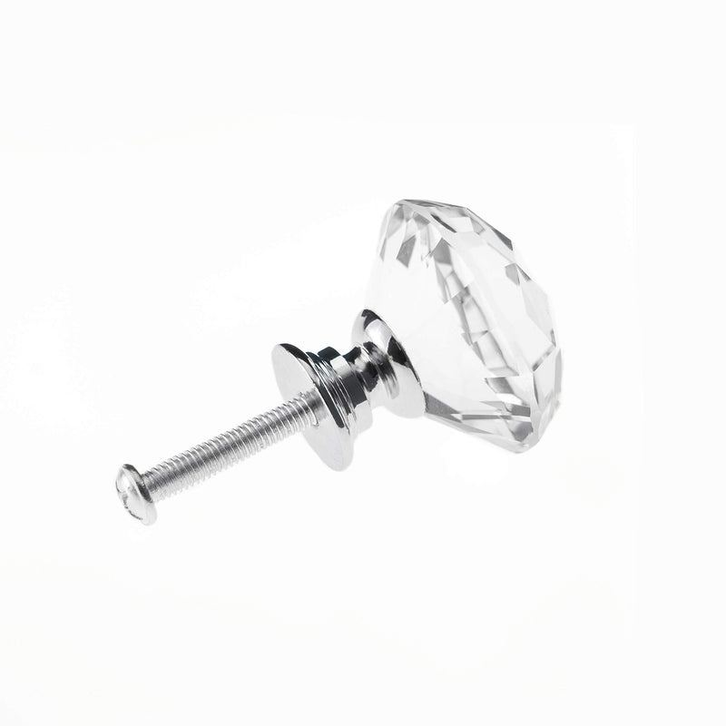 12 Pack Drawer Knobs Diamond Shaped Crystal Glass 30mm Cabinet Knobs Pull Handles (Silver) 30 mm, 12 Pack Silver