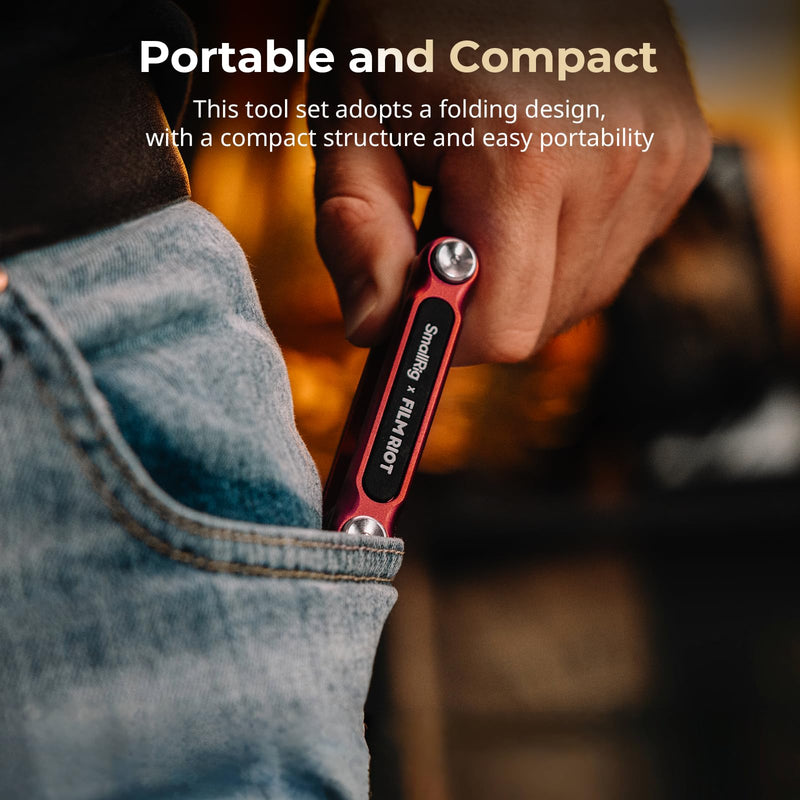 SmallRig x FILM RIOT 10-in-1 Folding Tool Set with Screwdrivers and Hex Key Wrenches, Multiple Angle Positioning, Portable and Compact Design (Red) - 4813 Red
