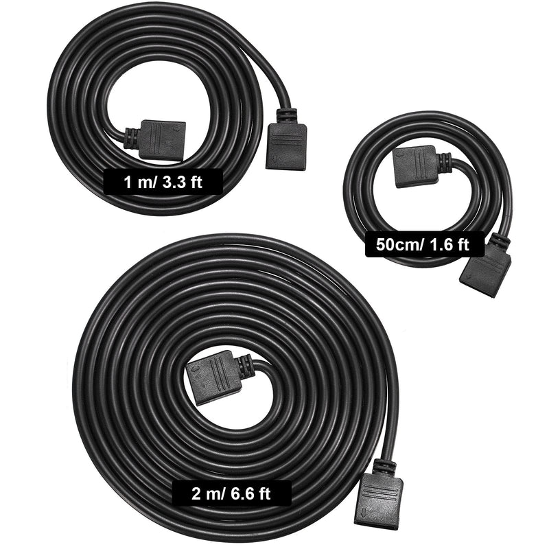 Honoson 6 Pieces 4 Pin RGB Extension Cable LED Strip Connector Cord Wire Cables Kit with 12 Pieces Pin Connector for 5050 3528 RGB LED Strip Light(1.6 FT, 3.3 FT, 6.6 FT,Black) Black 1.6 FT, 3.3 FT, 6.6 FT