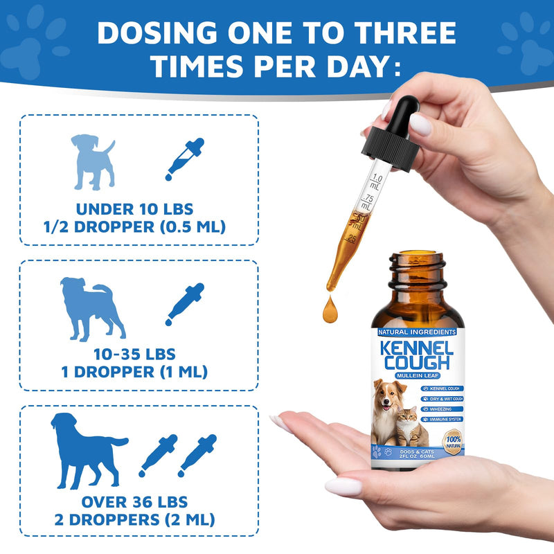 Kennel Cough Herbal Drops for Dogs & Cats,Dog Cough Treatment,Dog Cough Suppressant,Kennel Cough for Dogs,Coughing Treatment Liquid,Natural Cough Supplement for Cat 2 fl oz -Pack of 2 2 fl oz, 2-pack