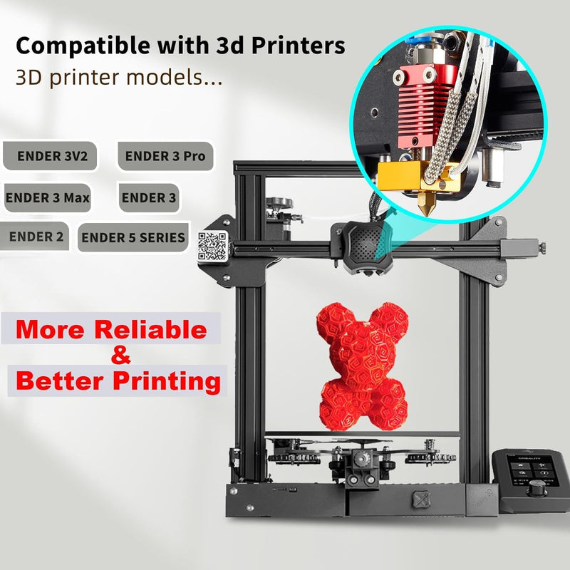 5Aplusreprap Ender 3 Hotend Upgrade: M3 Stud Thermistor,Fast Replaced, Compatible for Creality Ender 3 V2/Pro,CR-10 J-Head Hotend Replacement, Assembled Extruder 3D Printer Hot end Kit 24V 40W Red Set A